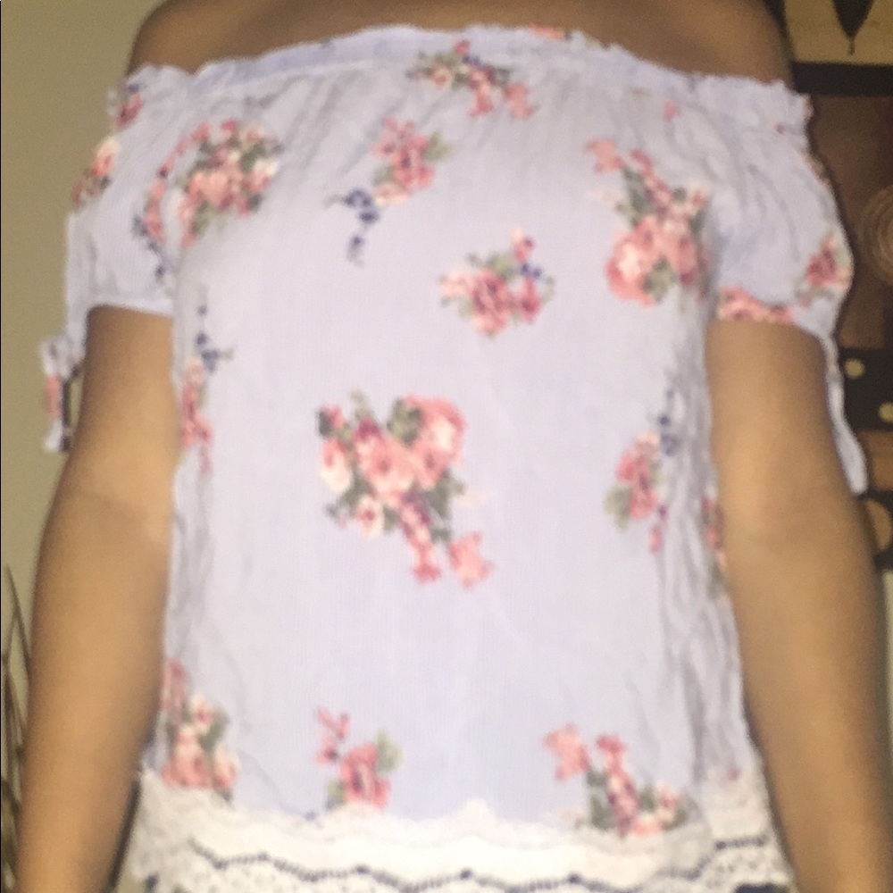 off the shoulder floral blouse